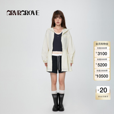 GROVE官方旗舰店2025SS春夏新款女士中长款连帽防晒服GCM5CT01