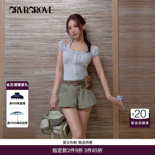 【林娜琏同款】GRVR GROVE官方旗舰店26SS春夏梭织短裤GS26PTC09