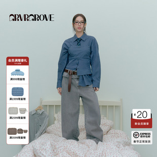 【林娜琏同款】GROVE 2026PS春季新款牛仔长裤宽松复古 GP26DBC06