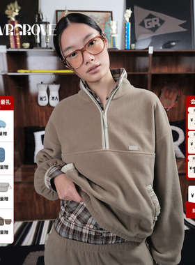 GROVE官方旗舰店 2025WT冬季新款摇粒绒长袖卫衣女上衣GCW5SW01