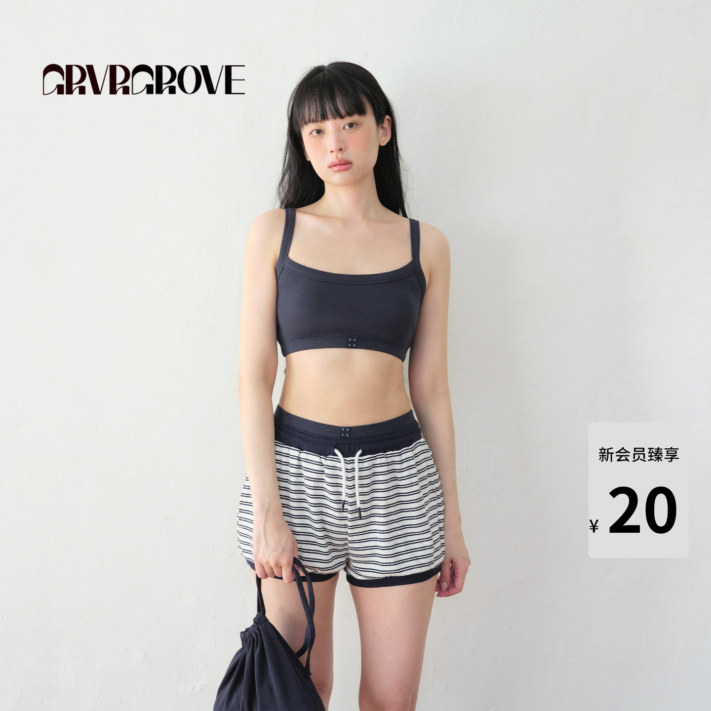 GROVE官方旗舰店2025BS系列夏季新款女士短款吊带背心BM5SL02M