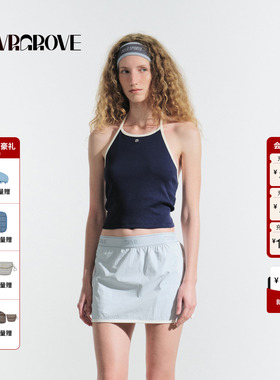 GROVE官方旗舰店2025夏日新款挂脖吊带背心外传无袖上衣GM5SL01M
