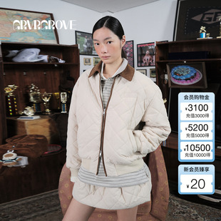 格纹棉服外套拉链女 新款 GCW5JP05 2025WT冬季 GROVE官方旗舰店