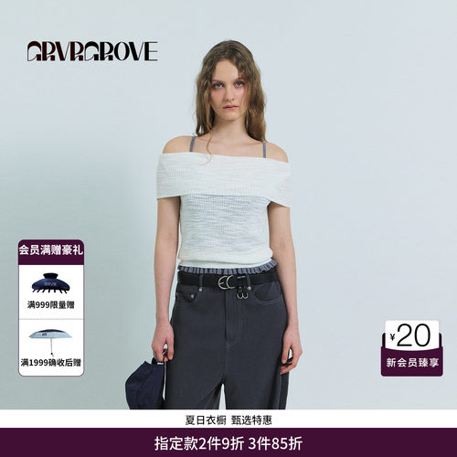GRVR GROVE官方旗舰店26SS春夏新款一字肩无袖针织衫GS26KNE14