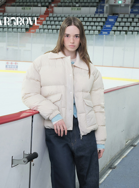 GROVE官方旗舰店 2025WT冬季款羽绒服翻领大口袋外套女GCW5DJ03