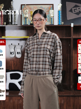 GROVE官方旗舰店 2025WT冬季新款格纹长袖衬衫韩系女宽松GCW5SH01