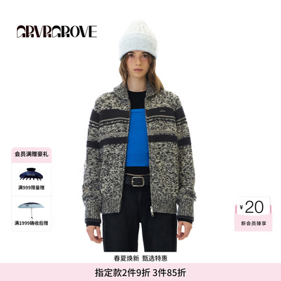 【博主同款】GROVE WT冬季款长袖毛织开衫连帽拉链GCW5KN01