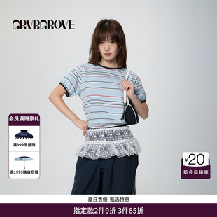 【博主同款】GRVR GROVE官方旗舰店春夏款女条纹短袖t恤GCM5TS08
