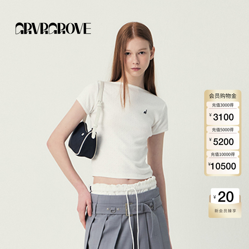 GROVE官方旗舰店2025SS春夏新款女士小帆船短袖T恤GS5TS25M