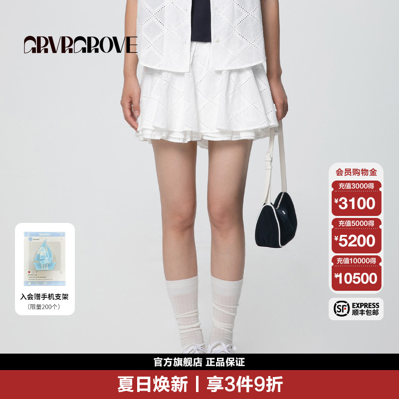 【限定】GROVE 25SS 春夏新款 菱形纹梭织裙裤 GCM5
