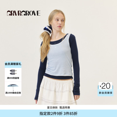 GROVE官方旗舰店2026PS春季新款假两件针织背心撞色款GP26TSC31