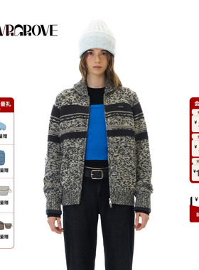 【博主同款】GROVE 2025WT冬季新款长袖毛织开衫连帽拉链GCW5KN01