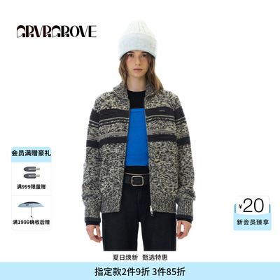 【博主同款】GROVE WT冬季款长袖毛织开衫连帽拉链GCW5KN01