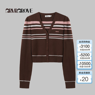 2025FW秋季 条纹女款 新款 开衫 GCF5KN01 毛织长袖 GROVE官方旗舰店