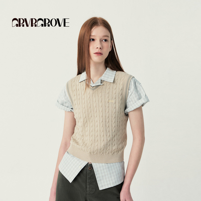 GROVE官方旗舰店SS春夏款梭织短袖衬衫韩系女 GS5SH70M