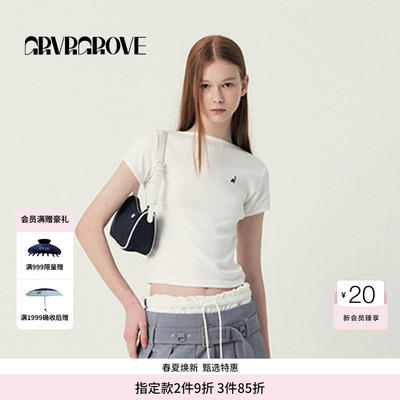 GROVE官方旗舰店SS春夏款女士小帆船短袖T恤GS5TS25M