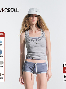 GROVE官方旗舰店2025HS夏日款女针织无袖短款背心GM5SL06M
