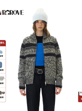 【博主同款】GROVE 2025WT冬季款长袖毛织开衫连帽拉链GCW5KN01