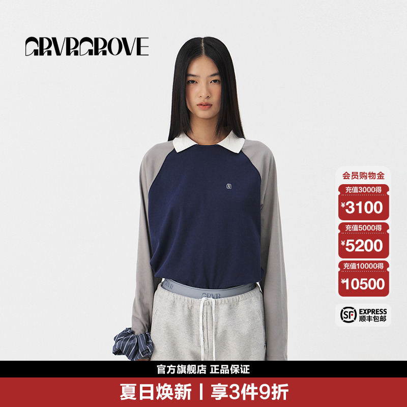 【现货】GROVE 25PS 春季新款 明星同款 翻领长袖T恤 