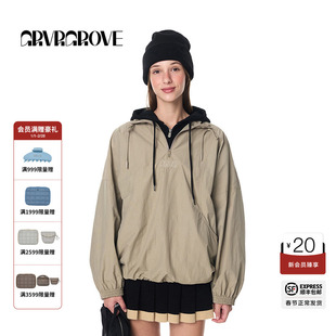 GROVE官方旗舰店秋季款套头可拆卸两件套休闲廓形卫衣 GF4JP09M