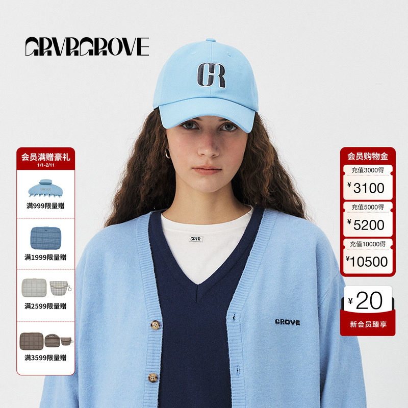 GROVE官方旗舰店明星同款女2025PS春季新款LOGO棒球帽GS5HT50J,服饰配件/皮带/帽子/围巾,帽子,淘宝优惠券,粉丝福利购,淘宝优惠卷