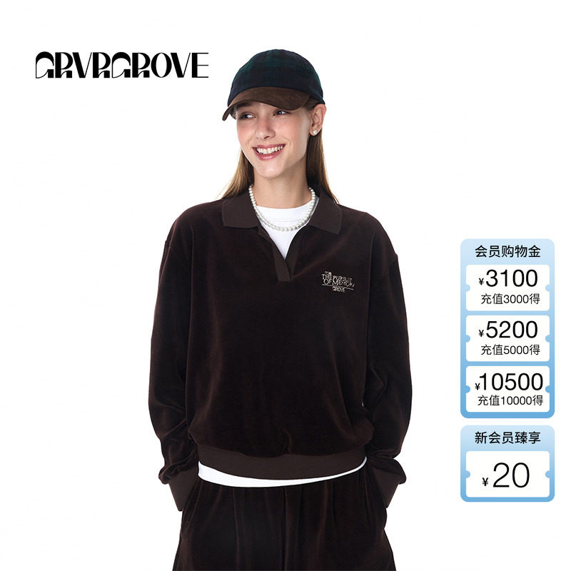 GROVE官方旗舰店女秋季新款长袖字母LOGO款卫衣套头衫