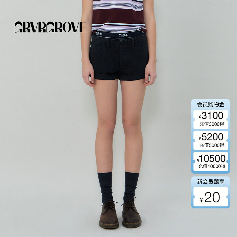 GROVE官方旗舰店2025SS春夏新款女士梭织牛仔短裤GS5DB18J