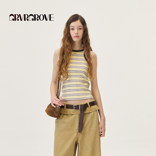 GROVE官方旗舰店2026PS春季新款针织背心撞色条纹内搭 GP26TSK13