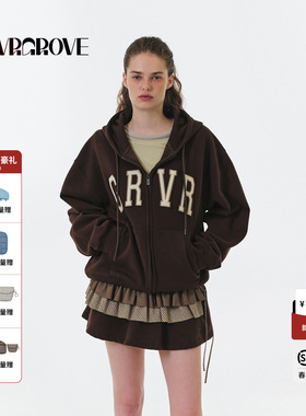 GROVE官方旗舰店 2025FW秋季款连帽卫衣开衫女款上衣 GF5SW02M