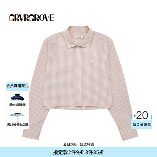【博主同款】GROVEFW秋季款格纹长袖衬衫翻领女款 GF5SH01C