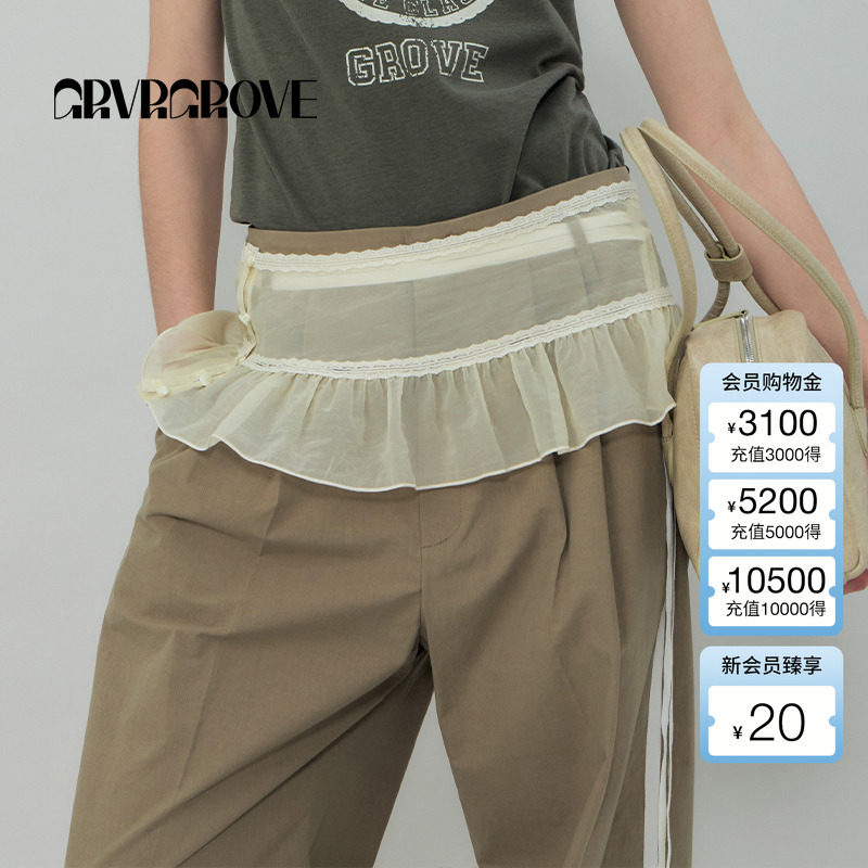 GROVE官方旗舰店 2025SS夏季款欧根纱梭织短裙字母屁帘 GS5SK15M