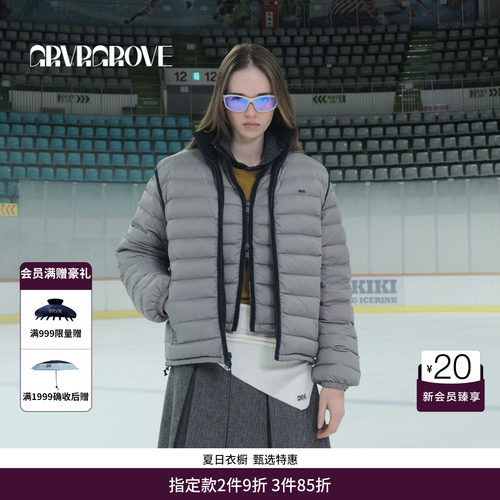 GRVR GROVE官方旗舰店 WT冬季款排骨羽绒马甲短外套女 GCW5VT02