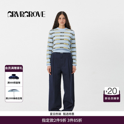 GRVR GROVE官方旗舰店PS春季款女士条纹针织套头衫休闲GS5KN09C