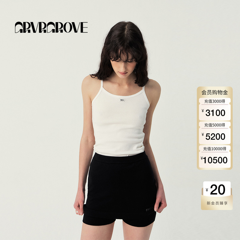 GROVE官方旗舰店2025SS春夏新款女士基础针织吊带背心 GS5TS08M