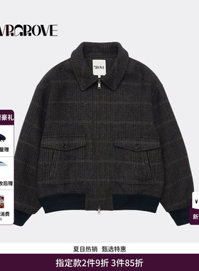 GRVR GROVE官方旗舰店 WT冬季款格纹梭织夹克短外套女 GCW5JP01