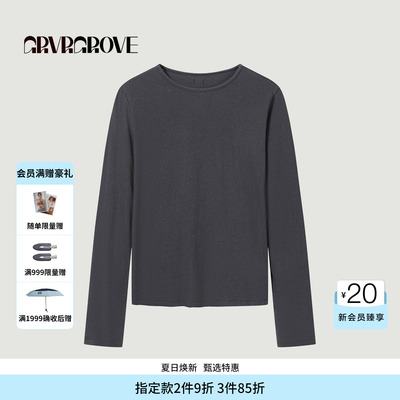 GROVE官方旗舰店FW秋季款圆领长袖T恤基础打底衫 SF5TS01M