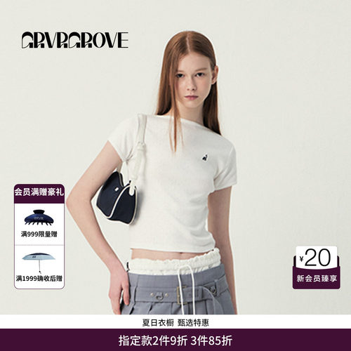GRVR GROVE官方旗舰店SS春夏款女士小帆船短袖T恤GS5TS25M