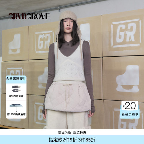 GROVE官方旗舰店 WT冬季款毛织背心大V领上装女GCW5KN15