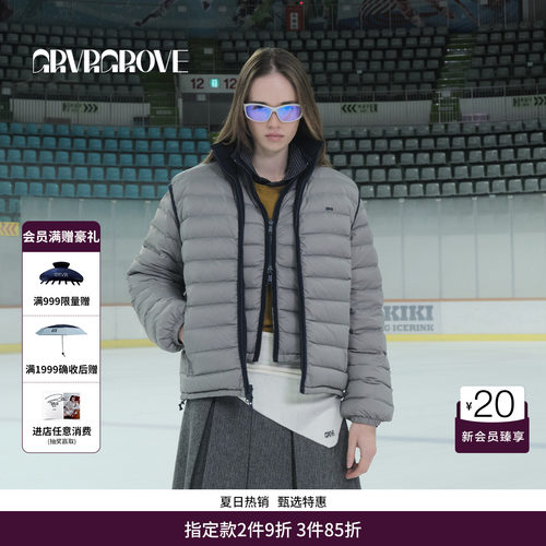 GRVR GROVE官方旗舰店 WT冬季款排骨羽绒马甲短外套女 GCW5VT02