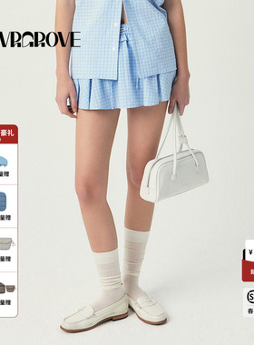 GROVE官方旗舰店2025SS春夏款女士格纹梭织裙裤 GS5SK19M