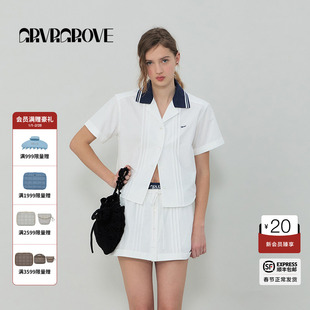 【博主同款】GROVE2025春夏款女短袖衬衫polo领海军风GR5SH01C