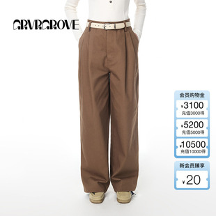 长裤 直筒宽松阔腿休闲工装 通勤百搭 新款 GROVE官方旗舰店女秋季