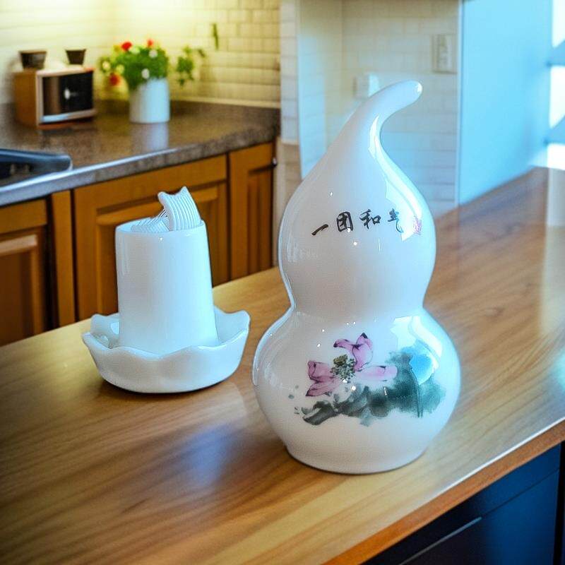 热销骨瓷牙签筒陶瓷牙签盒中式收纳盒牙线盒创意家用复古收纳筒精