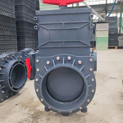 热销UPVC塑料PVC房车排污闸阀插板阀塑胶拉板阀口径DN200    DN 2