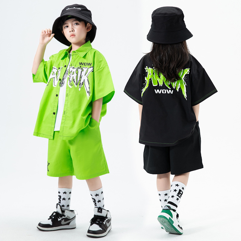 六一儿 童街舞演出服夏季女孩爵士舞男孩套装少儿架子鼓表演服装