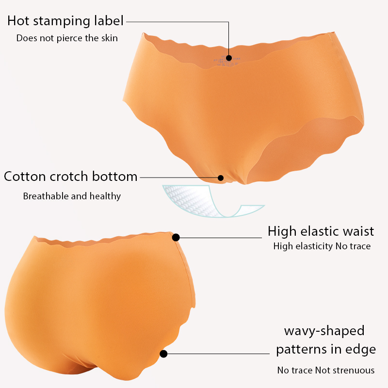 3Pcs/Set Seamless Underwear Silk Womens Solid Color Panties