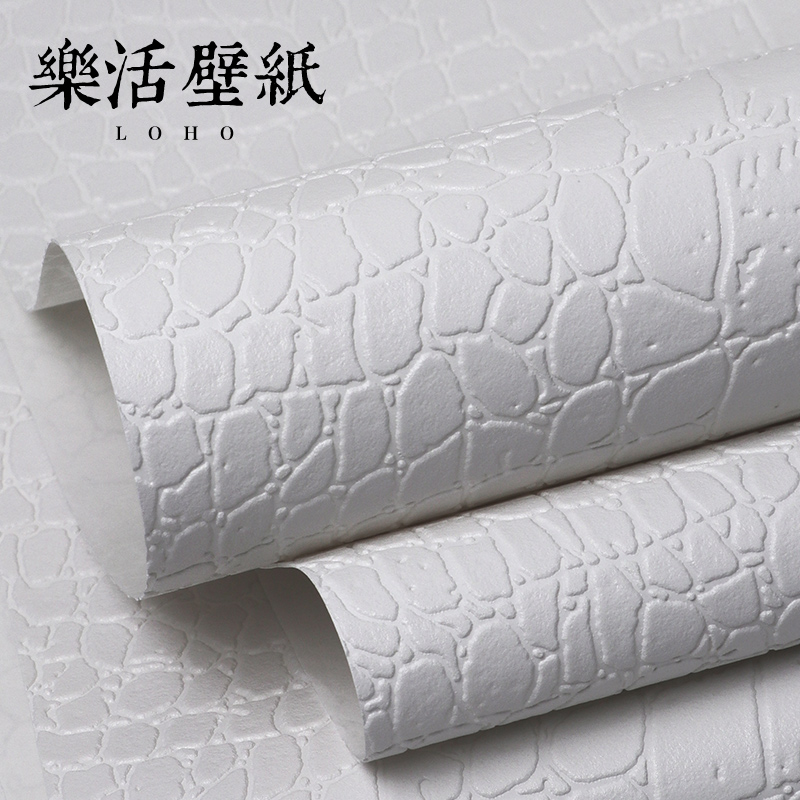 3D立体无纺布白色鳄鱼皮纹墙纸客厅卧室背景墙壁纸高级感店铺装修