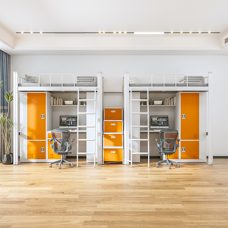 学生公寓床宿舍床上床下桌员工宿舍衣柜书桌一体组合床铁艺上下铺