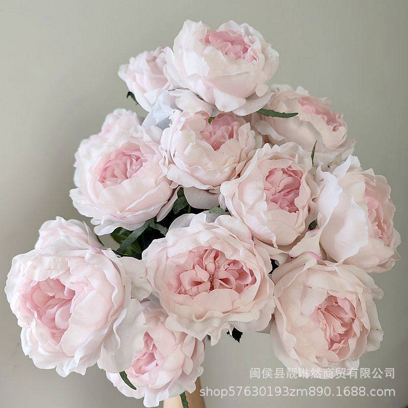 直销 仿真花 奥斯汀玫瑰 粉色芍药 高品质保湿手感 拍摄道具