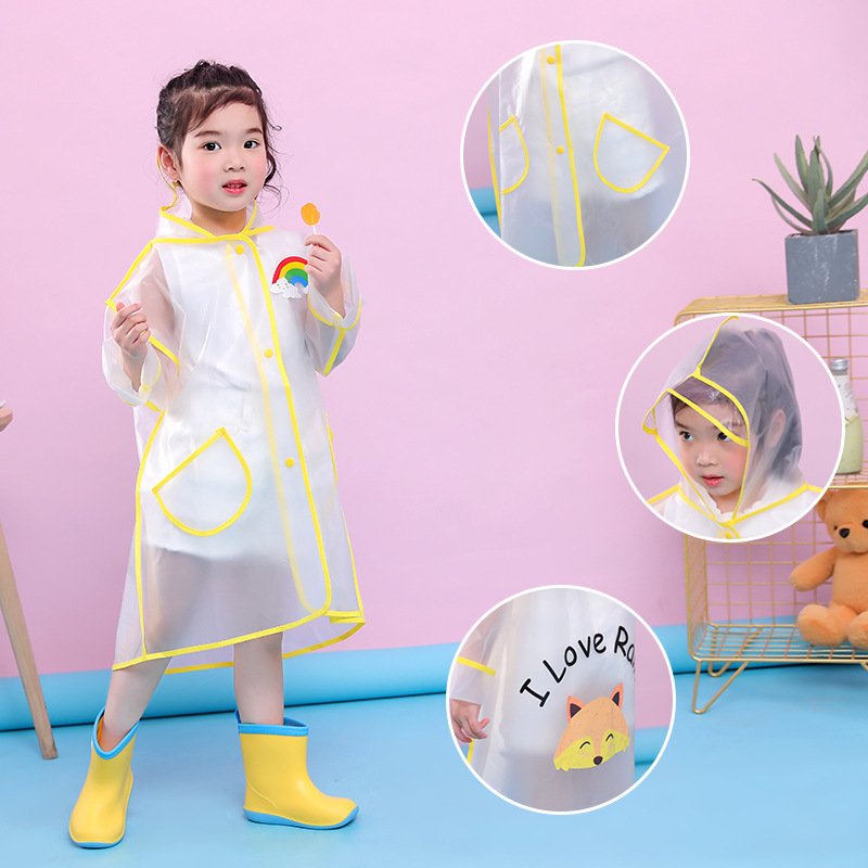 儿童雨衣防暴雨男女童幼儿园EVA透明防水雨披Children raincoat